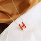 [⭐JeweliWhal]HM CLIC RED ENAMEL GOLD NECKLACE