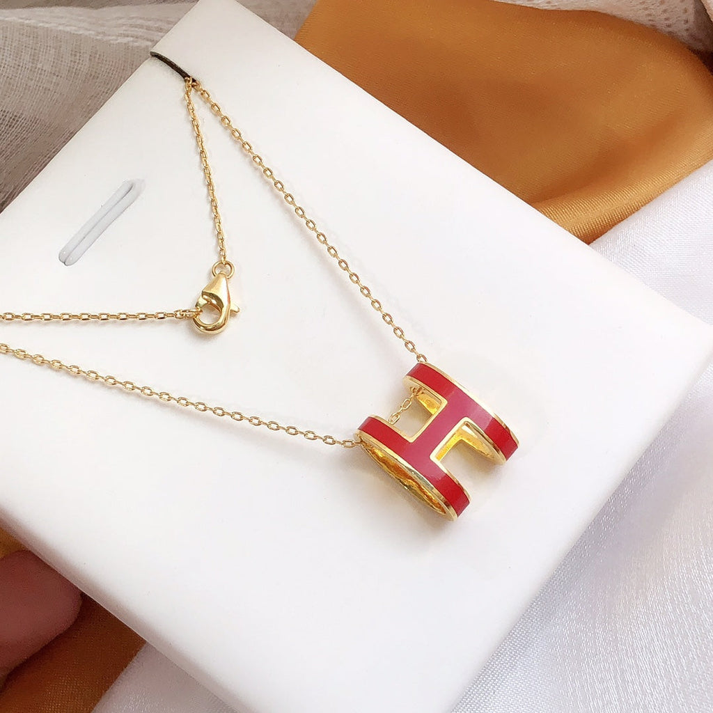 [⭐JeweliWhal]HM CLIC RED ENAMEL GOLD NECKLACE