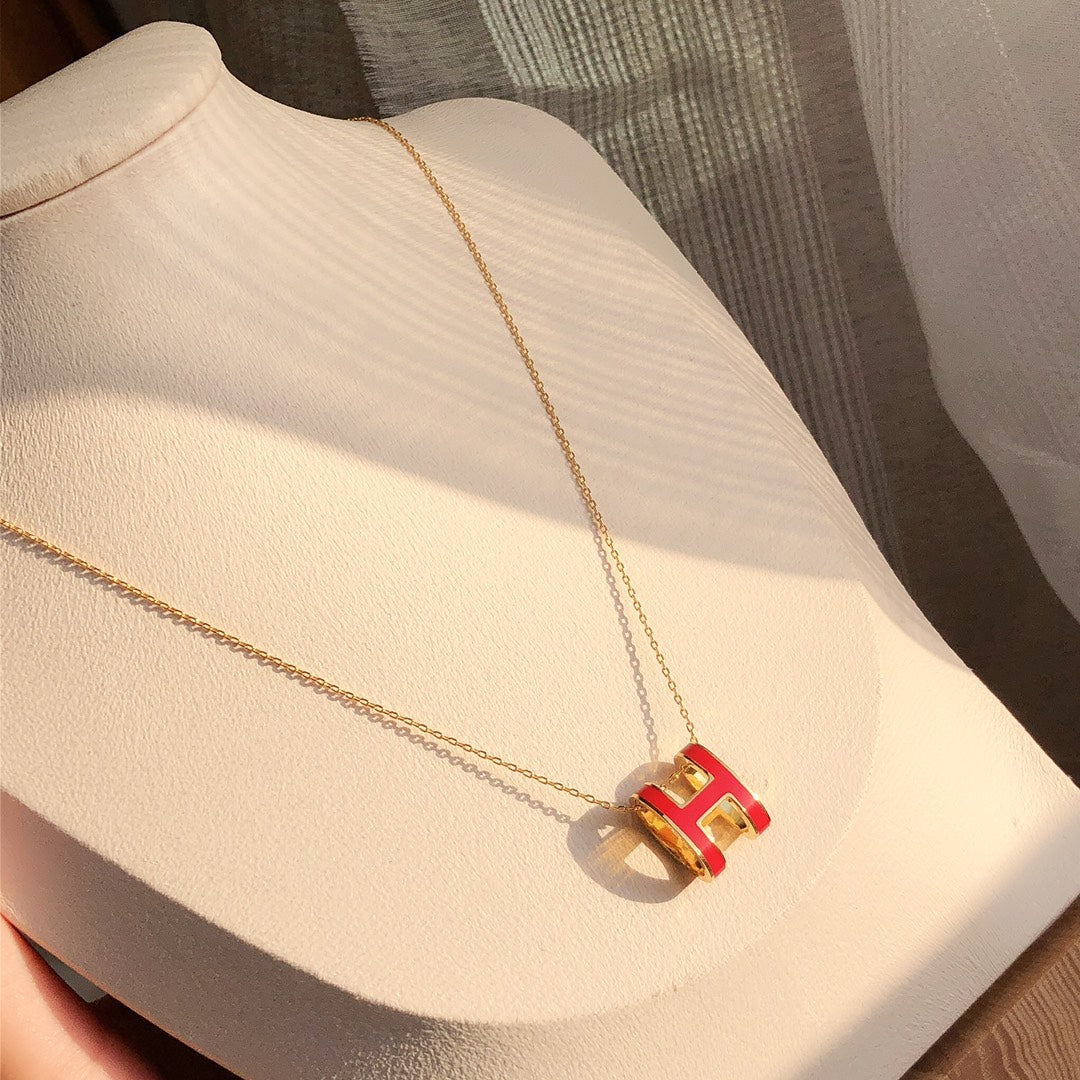 [⭐JeweliWhal]HM CLIC RED ENAMEL GOLD NECKLACE