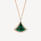 [⭐JeweliWhal]DREAM MALACHITE DIAMOND PAVED PINK GOLD NECKLACE