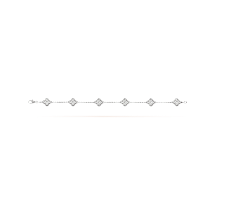 [⭐JeweliWhal]سوار ألماس فضي 6 أشكال برسيم