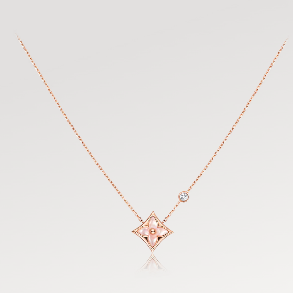 [⭐JeweliWhal]STAR PINK MOP 1 DIAMOND PINK GOLD NECKLACE