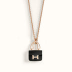 [⭐JeweliWhal]CONSTANCE BLACK PEDANT PINK GOLD NECKLACE
