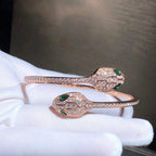 [⭐JeweliWhal]SERPENTI BRACELET PINK GOLD MALACHITE DIAMOND DOUBLE SNAKE