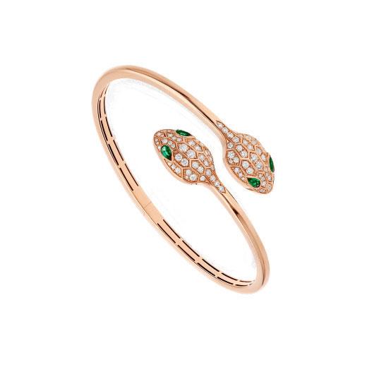 [⭐JeweliWhal]SERPENTI BRACELET PINK GOLD MALACHITE DIAMOND DOUBLE SNAKE