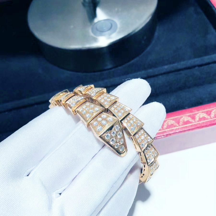 [⭐JeweliWhal]SERPENTI BRACELET 8MM PINK GOLD DIAMOND