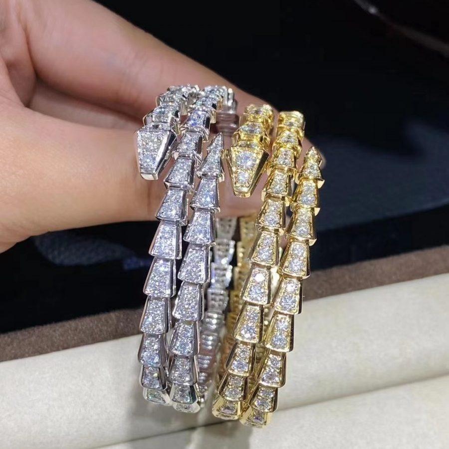 [⭐JeweliWhal]SERPENTI BRACELET GOLD DIAMOND DOUBLE ROW