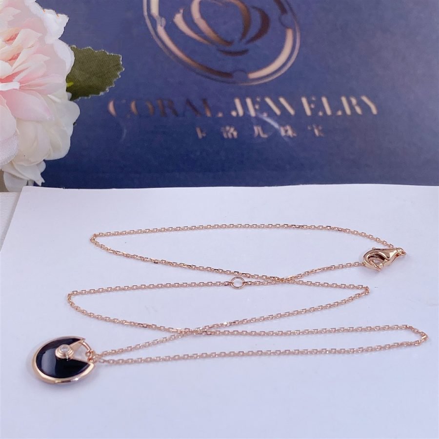 [⭐JeweliWhal]AMULETTE ROSE GOLD ONYX NECKLACE