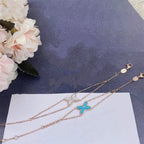[⭐JeweliWhal]JEUX BRACELET TURQUOISE PINK GOLD 1 DIAMOND
