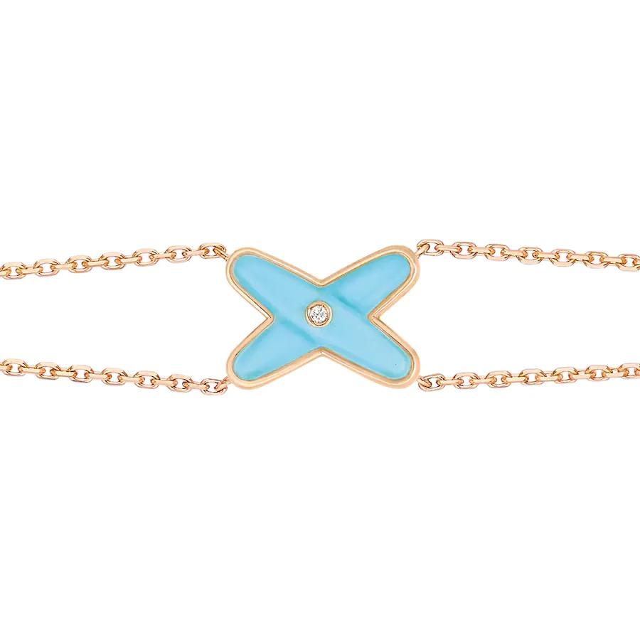 [⭐JeweliWhal]JEUX BRACELET TURQUOISE PINK GOLD 1 DIAMOND