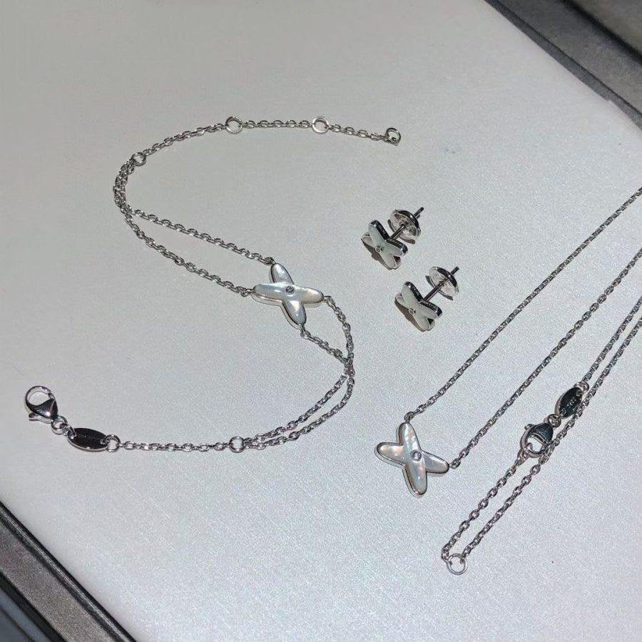 [⭐JeweliWhal]JEUX BRACELET WHITE MOP SILVER 1 DIAMOND