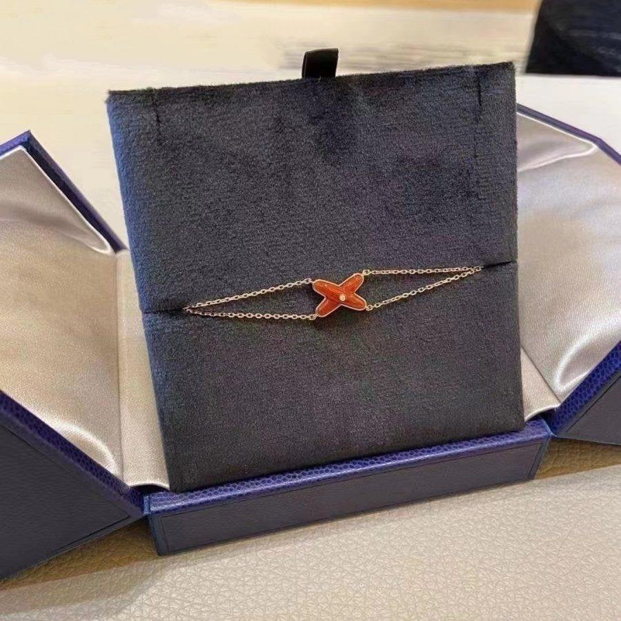 [⭐JeweliWhal]JEUX BRACELET CARNELIAN PINK GOLD 1 DIAMOND