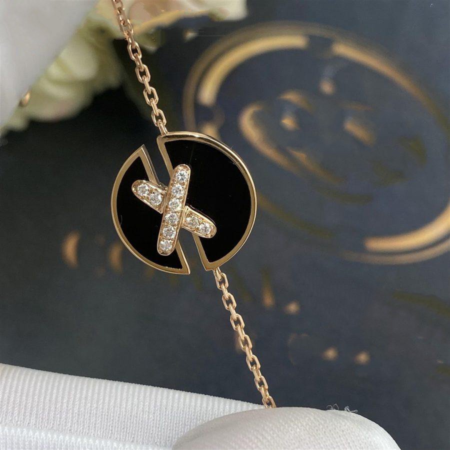 [⭐JeweliWhal]オニキス ピンクゴールド ダイヤモンド ブレスレット