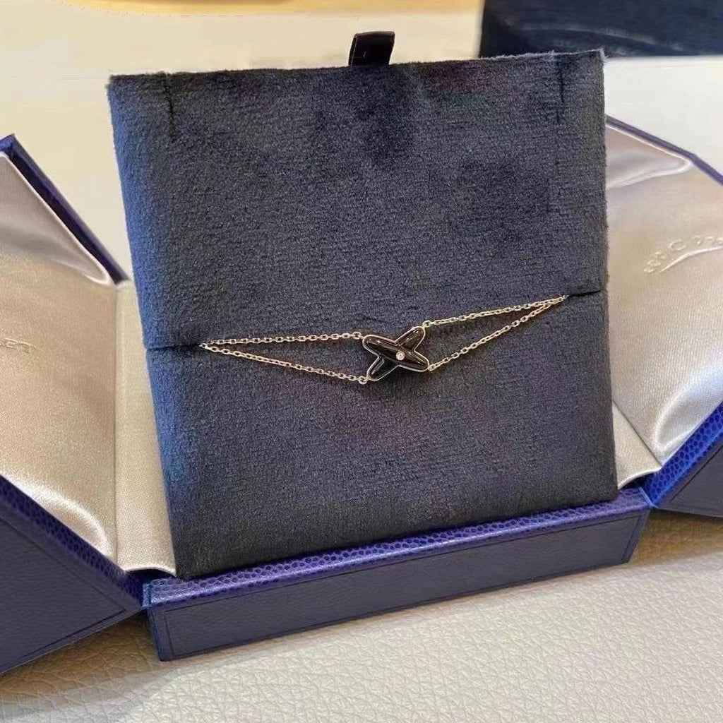 [⭐JeweliWhal]JEUX ブレスレット オニキス ピンクゴールド ダイヤモンド1個