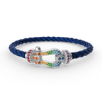 [⭐JeweliWhal]FORC LARGE HORSESHOE  COLORED DIAMOND BRACELET SILVER