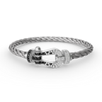 [⭐JeweliWhal]FORCE LARGE HORSESHOE BLACK WHITE DIAMOND BRACELET SILVER