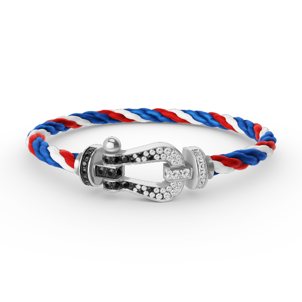 [⭐JeweliWhal]FORCE LARGE HORSESHOE BLACK WHITE DIAMOND BRACELET SILVER