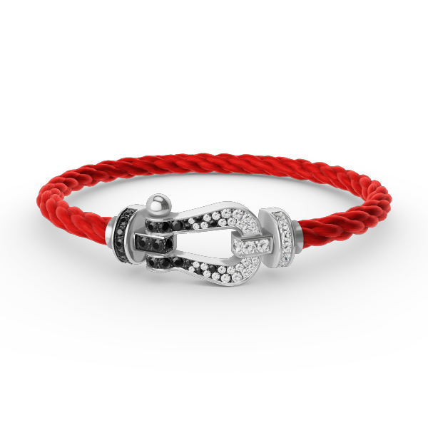 [⭐JeweliWhal]FORCE LARGE HORSESHOE BLACK WHITE DIAMOND BRACELET SILVER