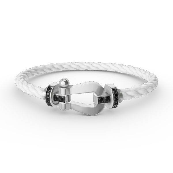 [⭐JeweliWhal]FORCE LARGE HORSESHOE BLACK DIAMOND BRACELET SILVER