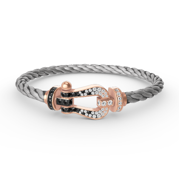 [⭐JeweliWhal]FORCE LARGE HORSESHOE BLACK WHITE DIAMOND BRACELET ROSE GOLD