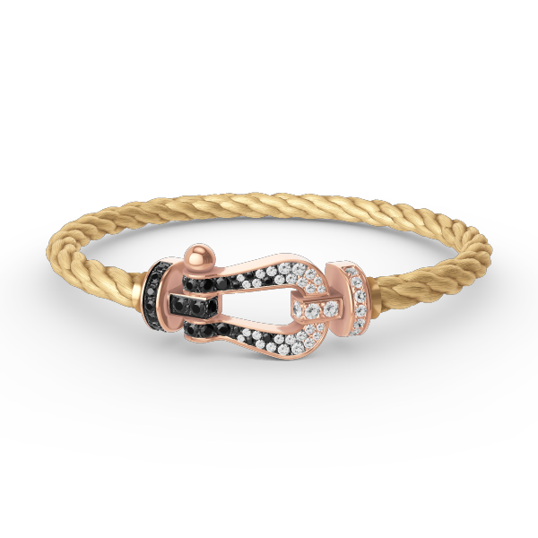 [⭐JeweliWhal]FORCE LARGE HORSESHOE BLACK WHITE DIAMOND BRACELET ROSE GOLD
