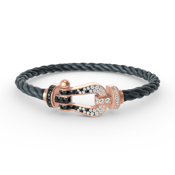 [⭐JeweliWhal]FORCE LARGE HORSESHOE BLACK WHITE DIAMOND BRACELET ROSE GOLD