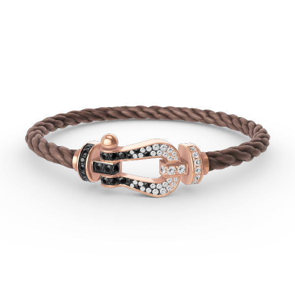 [⭐JeweliWhal]FORCE LARGE HORSESHOE BLACK WHITE DIAMOND BRACELET ROSE GOLD