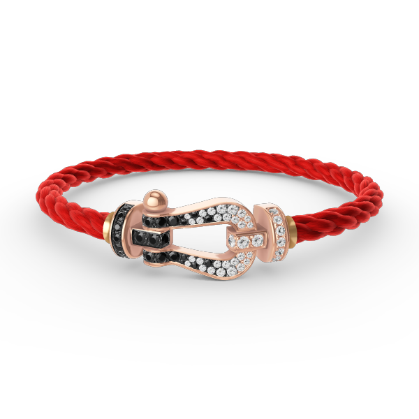 [⭐JeweliWhal]FORCE LARGE HORSESHOE BLACK WHITE DIAMOND BRACELET ROSE GOLD