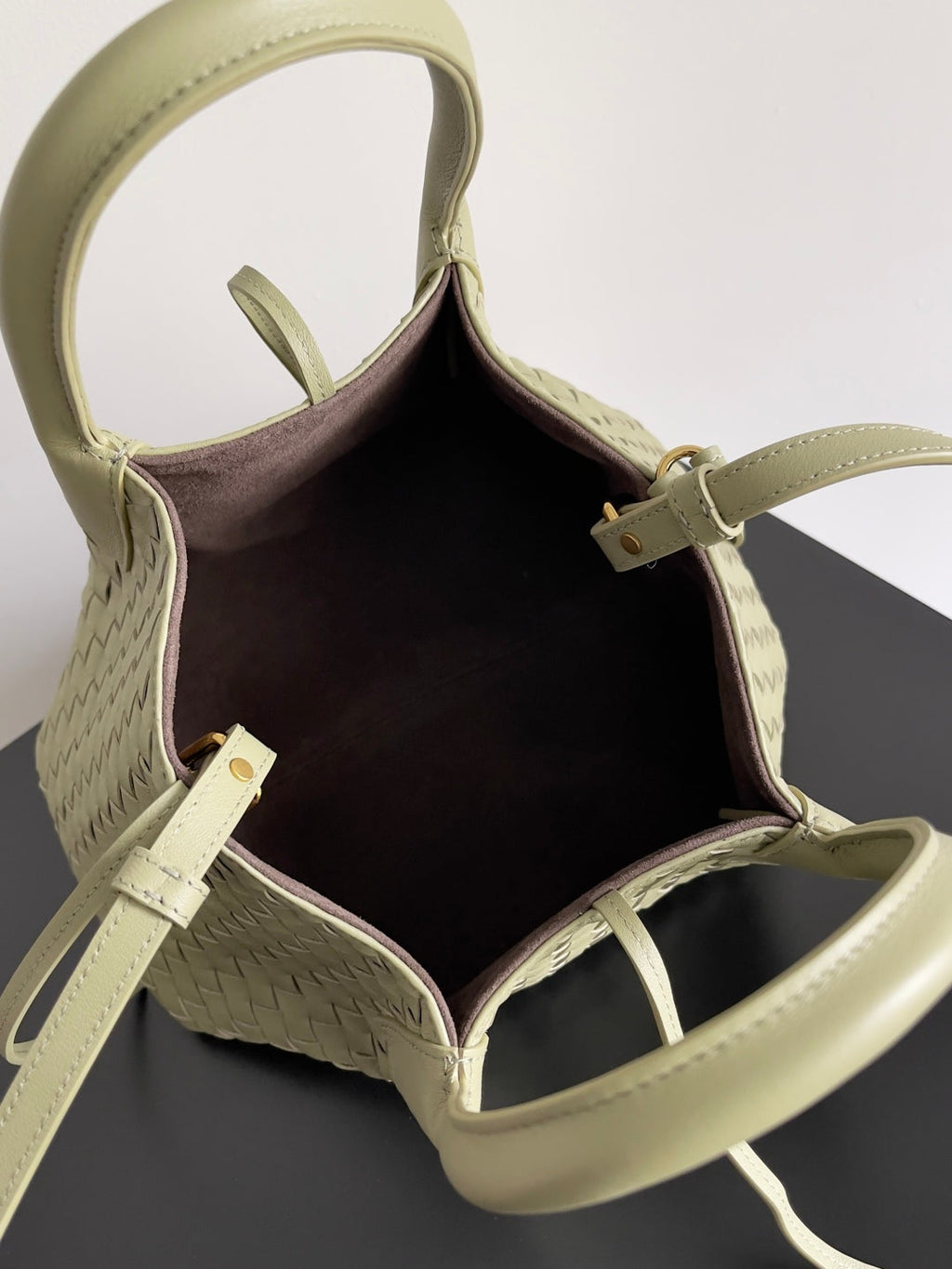 スモール ピナコテカ リバーシブル トートバッグ 24インチ 抹茶ラムスキン＆ブラウンスエード