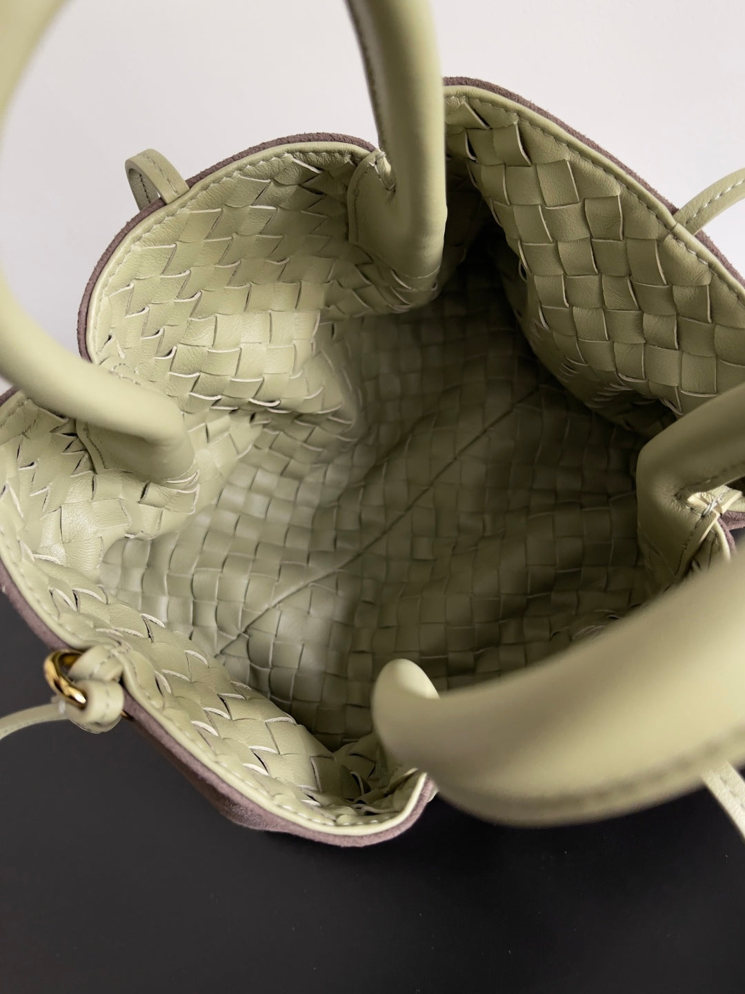 スモール ピナコテカ リバーシブル トートバッグ 24インチ 抹茶ラムスキン＆ブラウンスエード