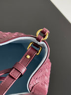 スモール ピナコテカ リバーシブル トートバッグ 24インチ マダーブラウン ラムスキン＆ライトブルー スエード