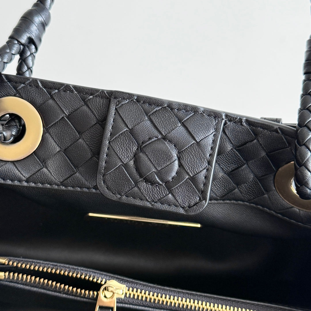 ボッテガ・ヴェネタ 25S バスケットバッグ 31 ブラック カーフスキン ゴールド金具