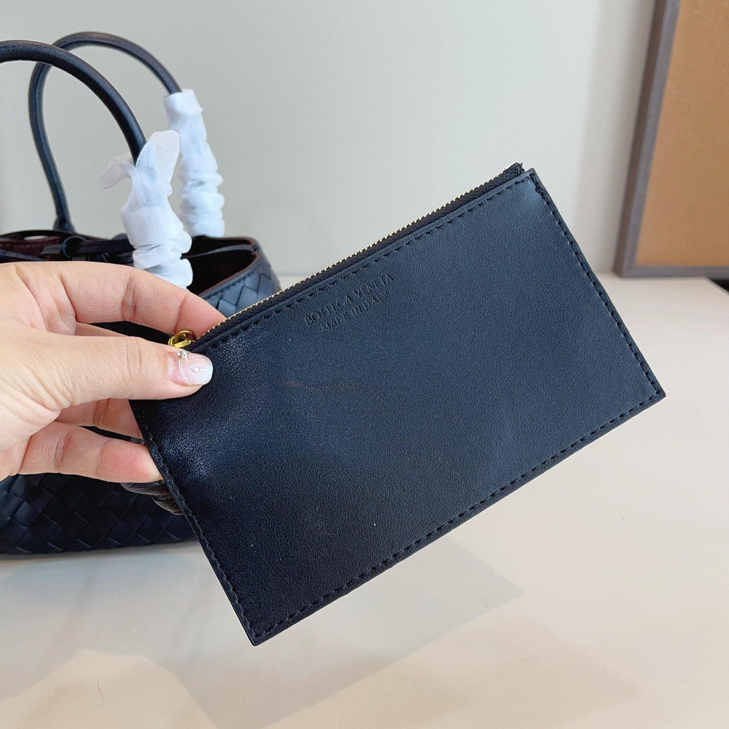 スモール ピナコテカ トートバッグ 25 ブラック カーフスキン