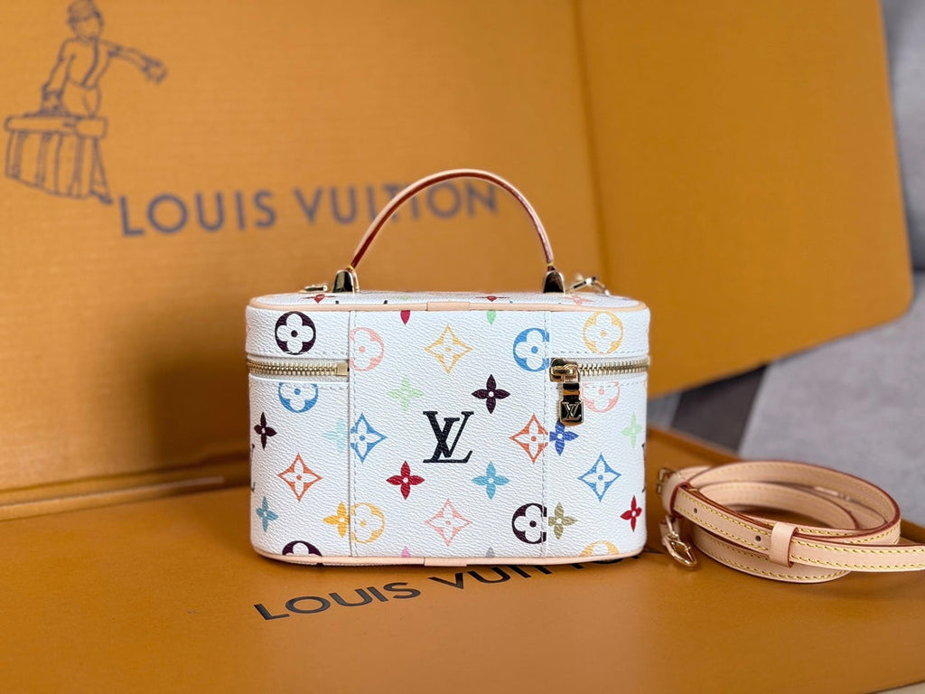 LV 25S VANITY POUCH 19 IN MULTICOLOR MONOGRAM CANVAS GOLD HARDWARE