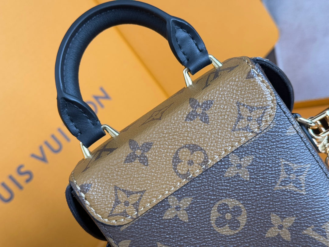 LV 25S カメラボックスバッグ 18インチ ブラウン モノグラム カーフスキン ゴールド金具