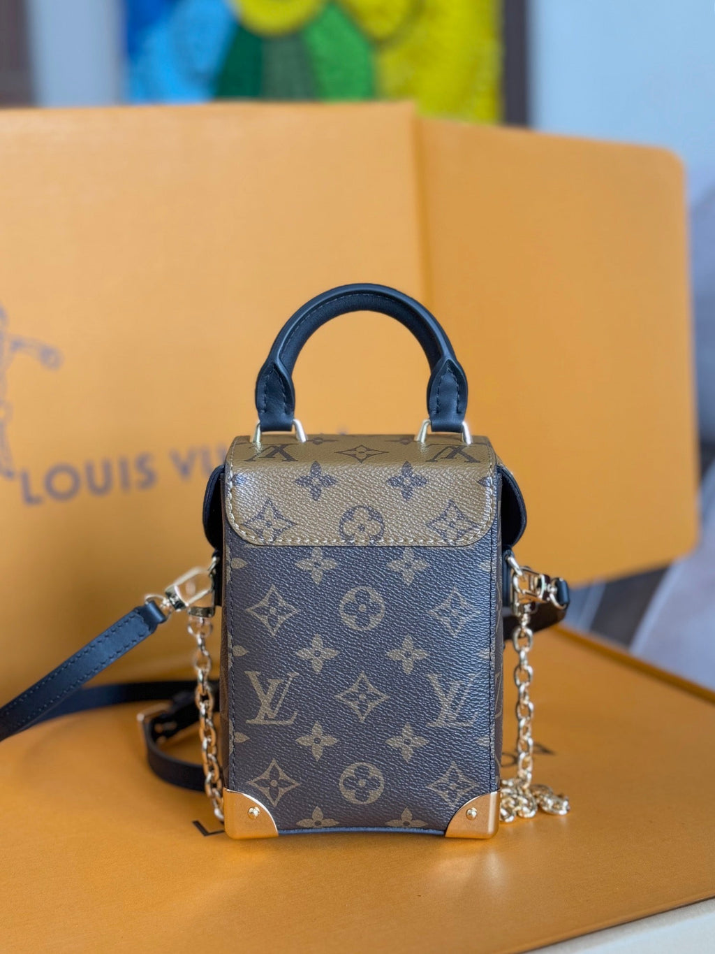 LV 25S カメラボックスバッグ 18インチ ブラウン モノグラム カーフスキン ゴールド金具