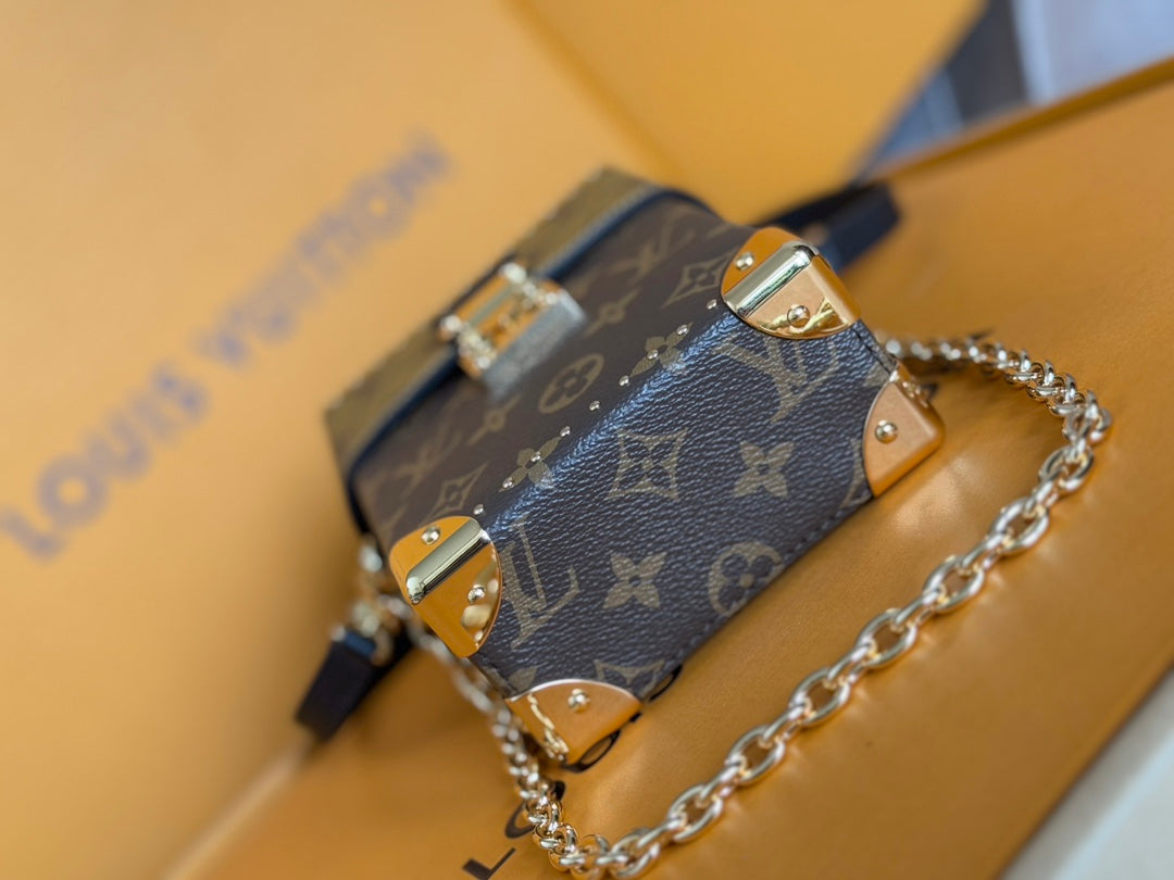 LV 25S カメラボックスバッグ 18インチ ブラウン モノグラム カーフスキン ゴールド金具
