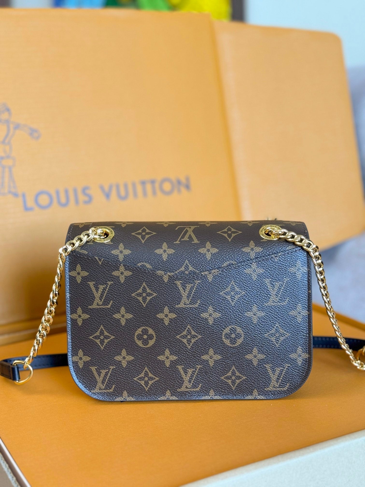 LV 25S チェーンバッグ 24インチ ブラウン モノグラム キャンバス ゴールド金具