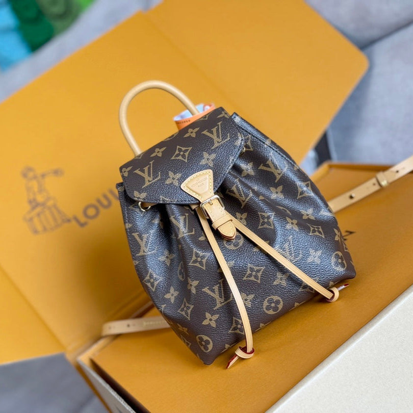 LV 25S モンスリ ミニ 20インチ ブラウン モノグラム キャンバス レザートリム ゴールド金具