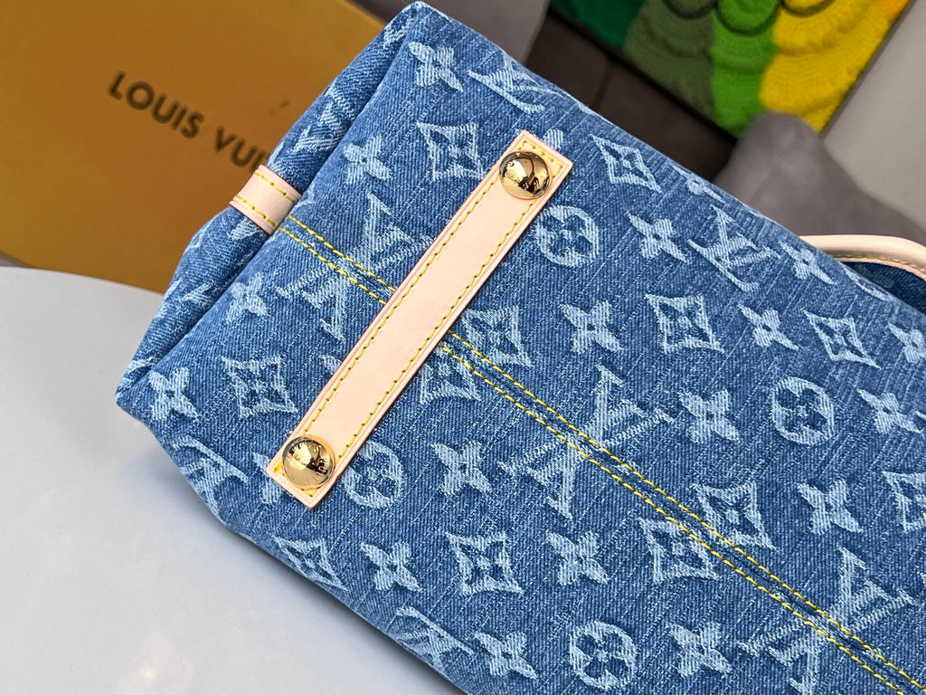 LV 25S CARRYALL 39 IN BLUE DENIM MONOGRAM LEATHER TRIM