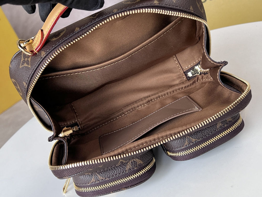 LV 25S UTILITY CROSSBODY HANDBAG 18 IN BROWN MONOGRAM CANVAS GOLD HARDWARE