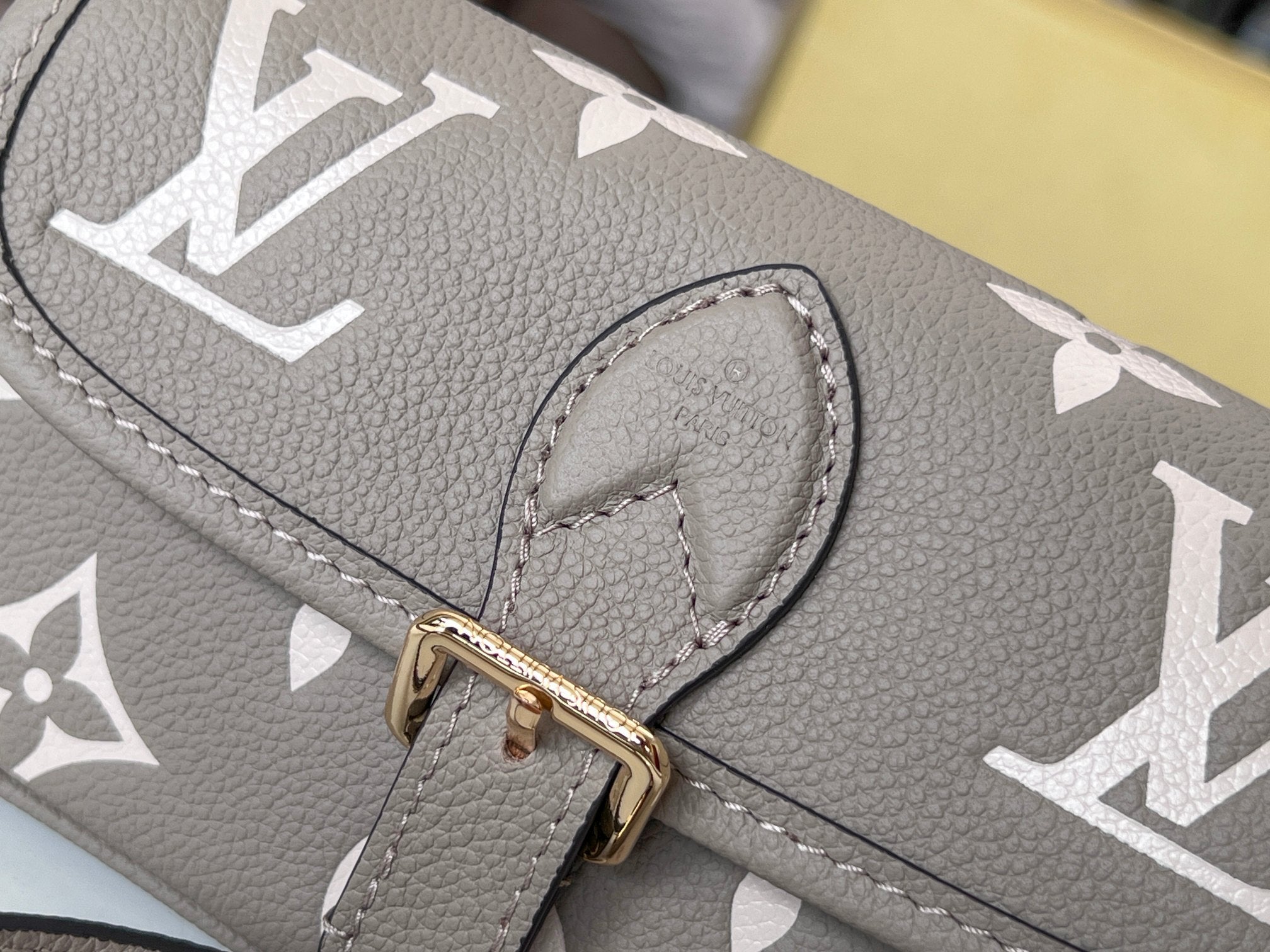 LV 25S MINI NANO DIANE 19 IN TOURTERELLE WHITE MONOGRAM EMPREINTE LEATHER GOLD HARDWARE