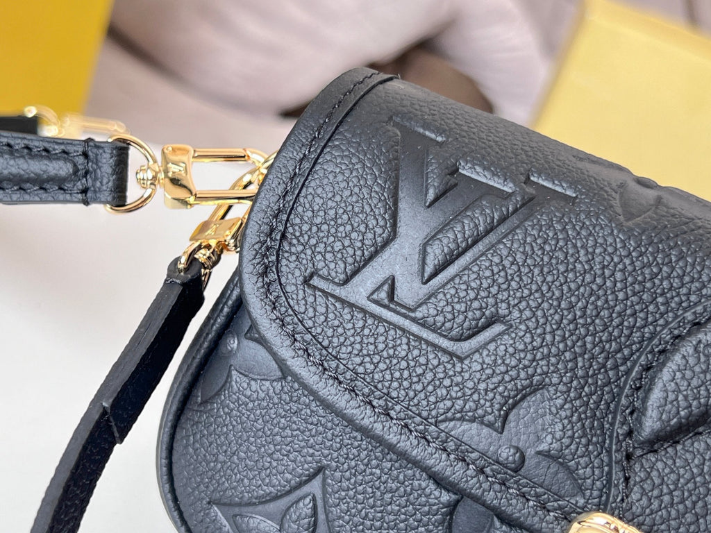 LV 25S MINI NANO DIANE 19 IN BLACK MONOGRAM EMPREINTE LEATHER GOLD HARDWARE