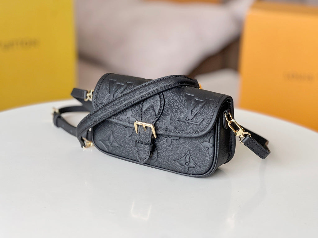 LV 25S MINI NANO DIANE 19 IN BLACK MONOGRAM EMPREINTE LEATHER GOLD HARDWARE