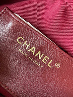 カメラバッグ 18インチ バッカニア レッド キルティング ラムスキン ダブルC ゴールドコイン