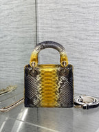 ミニ 17 レディーバッグ サンフラワーミックス ブラック スネークスキンパターン ラムスキン