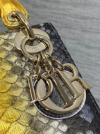 ミニ 17 レディーバッグ サンフラワーミックス ブラック スネークスキンパターン ラムスキン