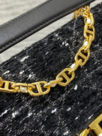 スモール 22 ジョリー トップハンドルバッグ（ブラックミックスホワイトカナージュツイード）