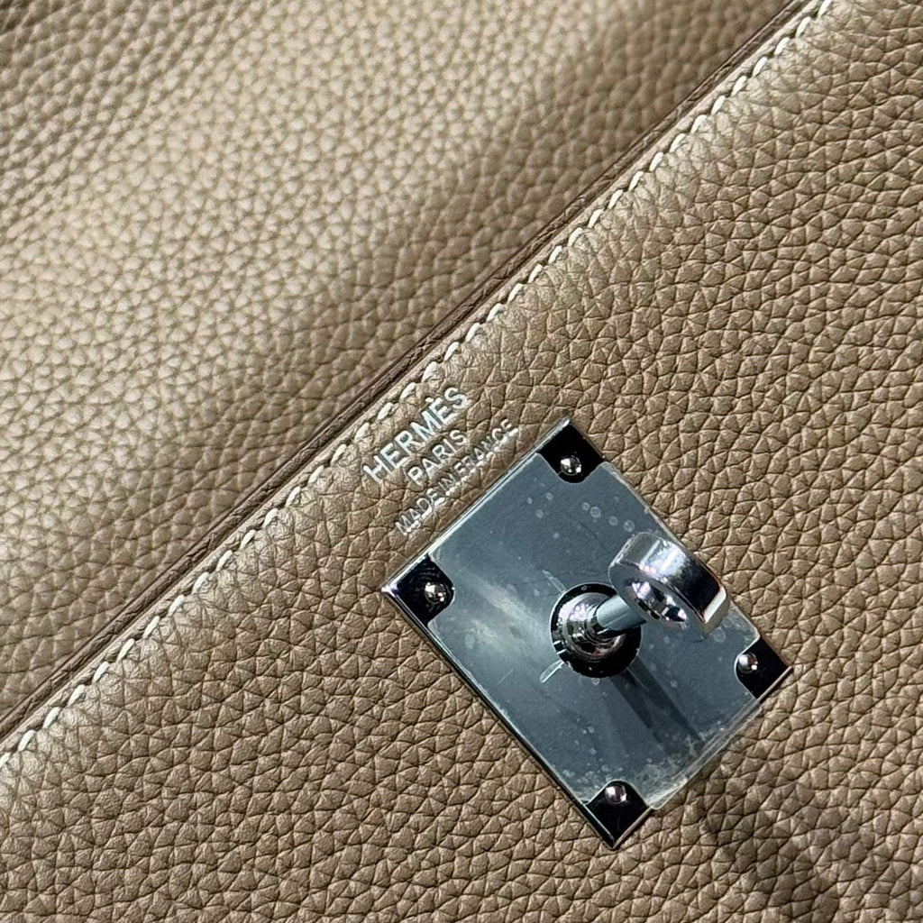 エルメス 25S ケリーバッグ 28 エトゥープ エプソン カーフスキン シルバー金具