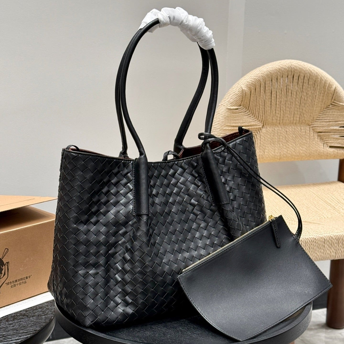 ピナコテカ トートバッグ 38 ブラックカーフスキン